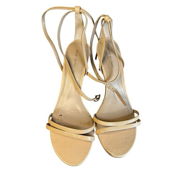 STUART WEITZMAN Lexie Leather Sandals Blush Cream sz 11 - Picture 4 of 12